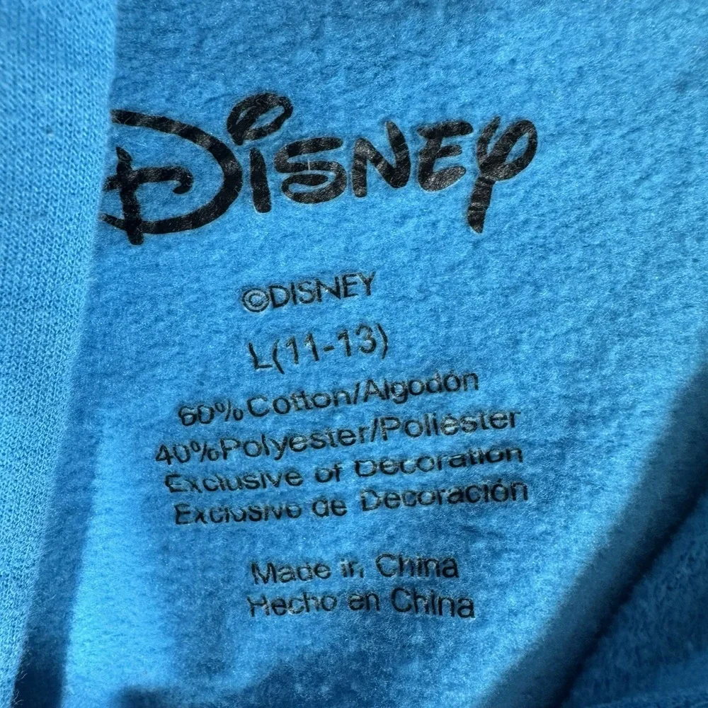Disney Girls‎ Sweatshirt L Turquoise Logo Hoodie Cropped Pullover Long Sleeve